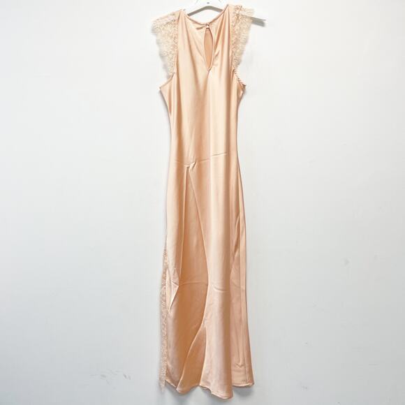 Future Collective Women's Sleeveless Lace Trim Ankle Dress Peach Orange Size S - Picture 3 of 6